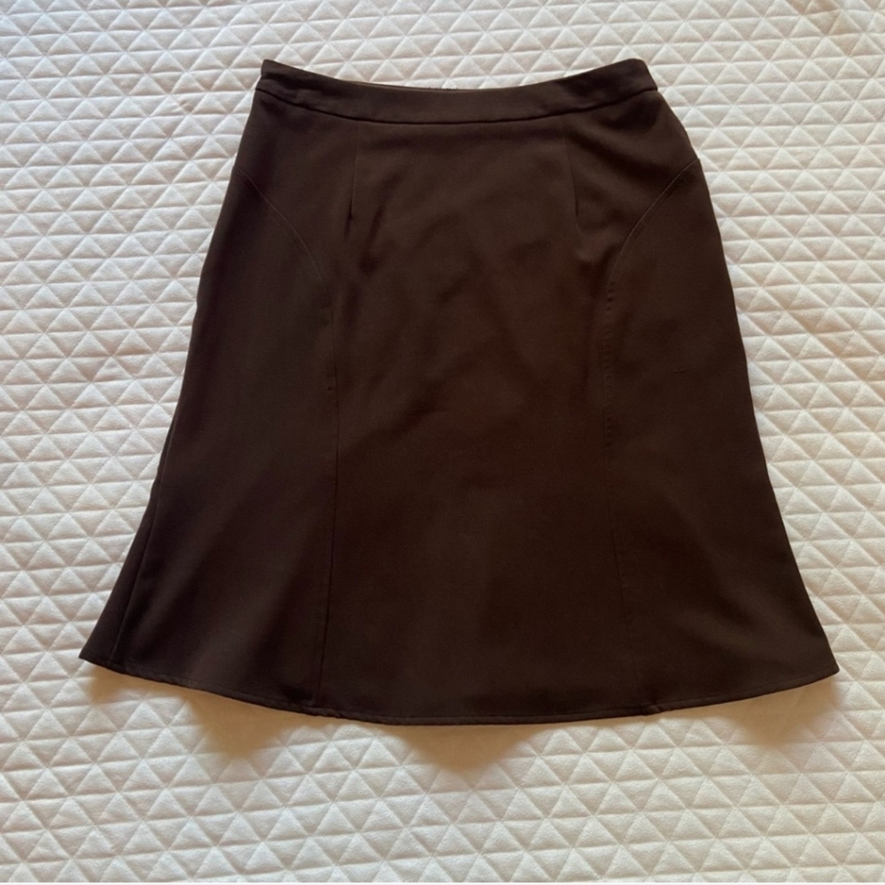 Title Nine A-Line Skirt Dark Brown Stretch Size 10 Travel Y2K Comfy - Picture 8 of 8